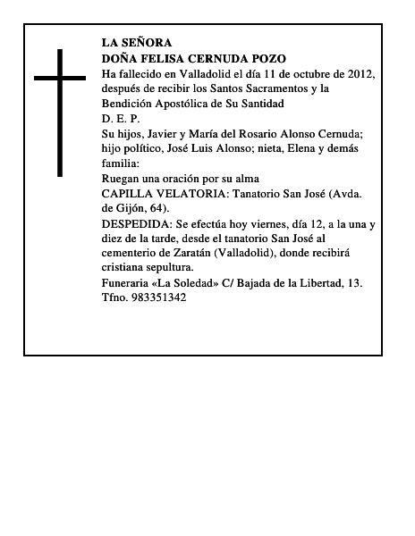 Doña Felisa Cernuda Pozo