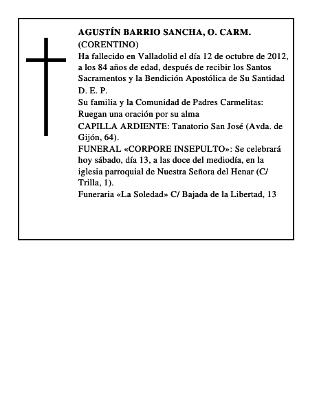 Agustín Barrio Sancha, O. Carm.