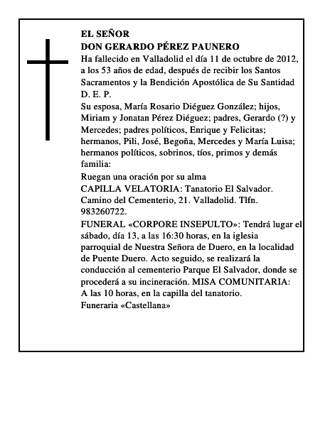Don Gerardo Pérez Paunero