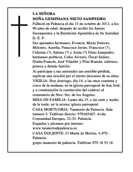 Doña Geminiana Nieto Sampedro