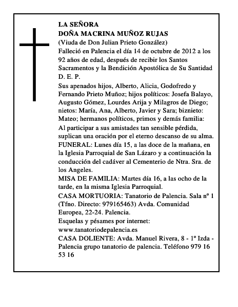 Doña Macrina Muñoz Rujas