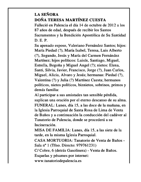 Doña Teresa Martínez Cuesta