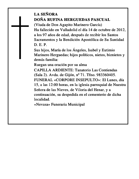 Doña Rufina Herguedas Pascual