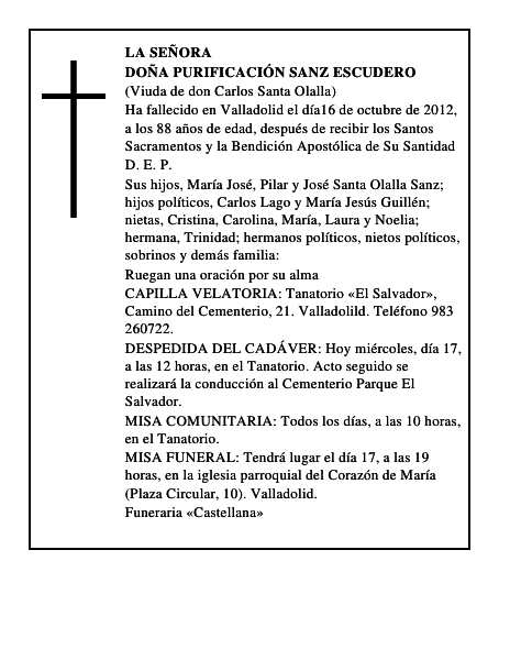 Doña Purificación Sanz Escudero