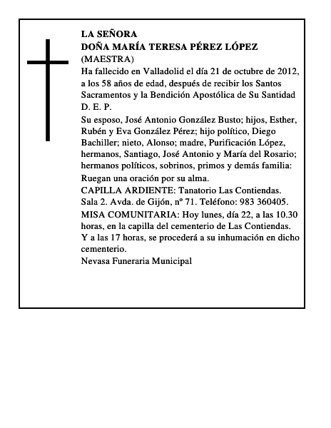 Doña María Teresa Pérez López