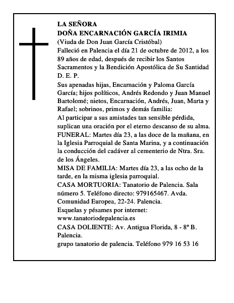 Doña Encarnación García Irimia