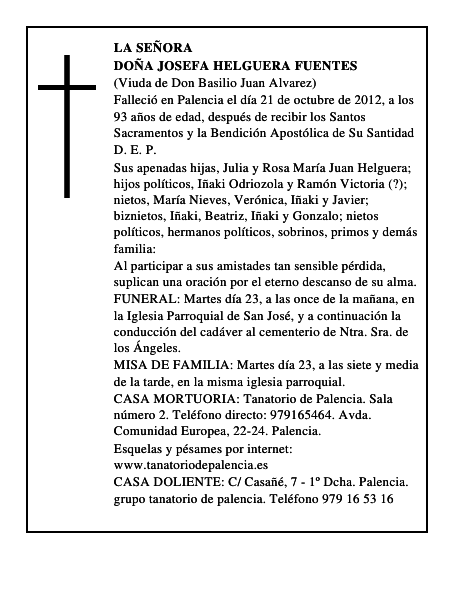 Doña Josefa Helguera Fuentes