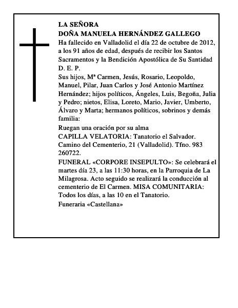 Doña Manuela Hernández Gallego