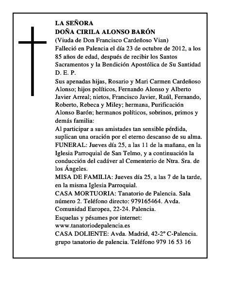 Doña Cirila Alonso Barón