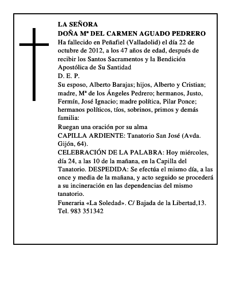 Doña Mª del Carmen Aguado Pedrero