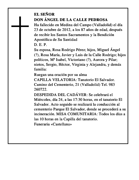 Don Ángel de la Calle Pedrosa