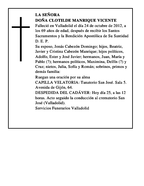 Doña Clotilde Manrique Vicente