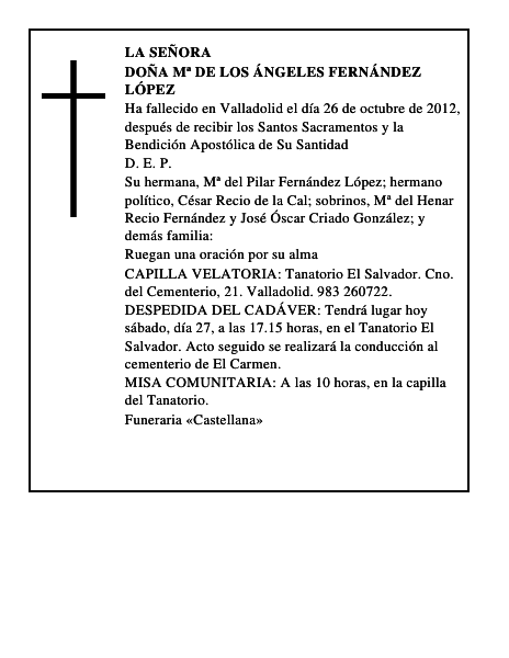 Doña Mª de los Ángeles Fernández López