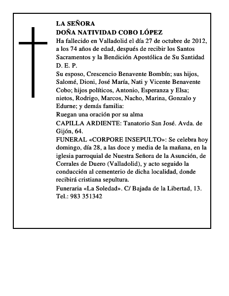 Doña Natividad Cobo López