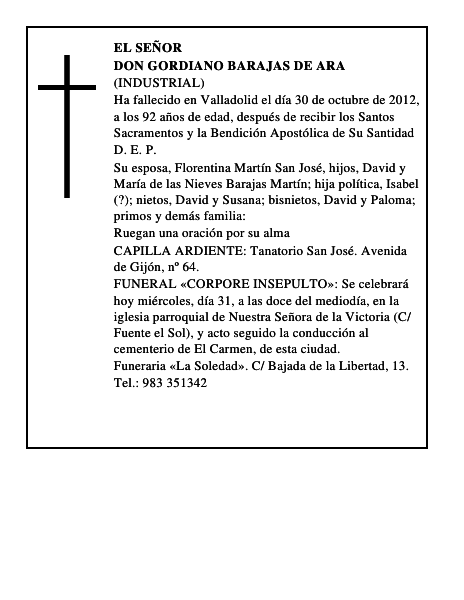 Don Gordiano Barajas de Ara