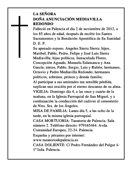 Doña Anunciación Mediavilla Redondo