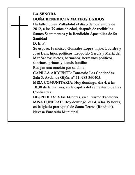 Doña Benedicta Mateos Ugidos