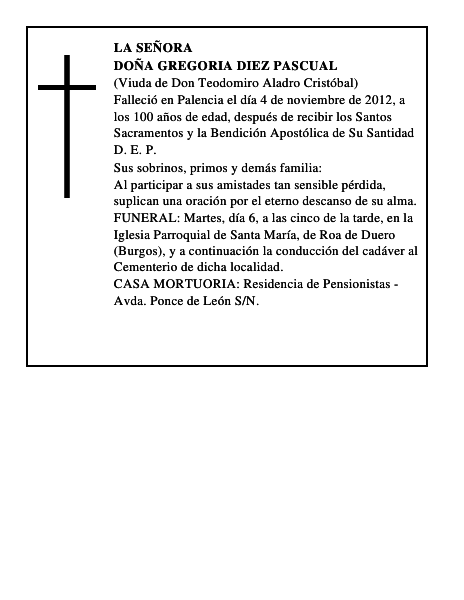 Doña Gregoria Diez Pascual