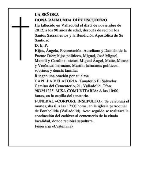 Doña Raimunda Díez Escudero