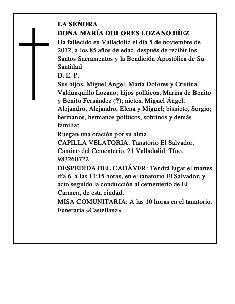 Doña María Dolores Lozano Díez