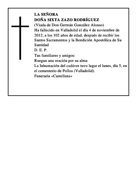 Doña Sixta Zazo Rodríguez