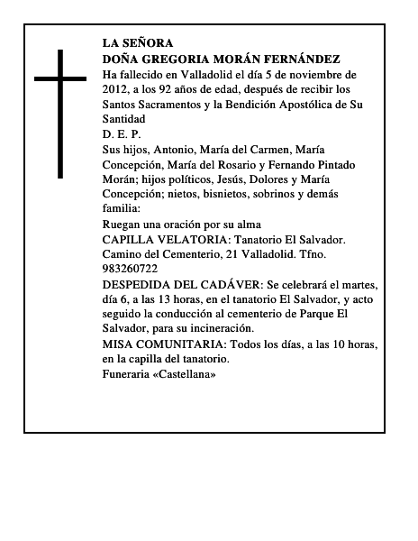 Doña Gregoria Morán Fernández