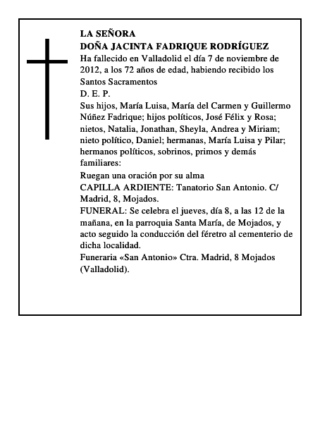 Doña Jacinta Fadrique Rodríguez