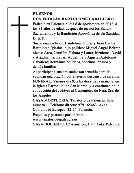 Don Froilán Bartolomé Caballero