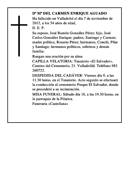 Dª Mª del Carmen Enrique Aguado