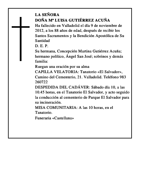 Doña Mª Luisa Gutiérrez Acuña