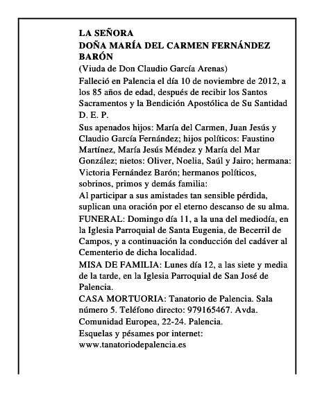 Doña María del Carmen Fernández Barón