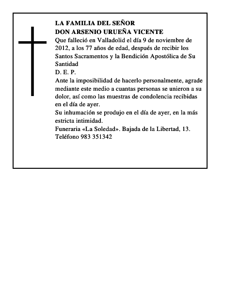 Don Arsenio Urueña Vicente