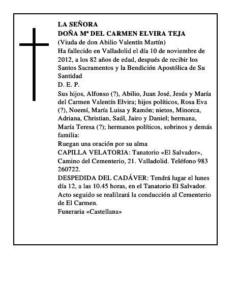 Doña Mª del Carmen Elvira Teja