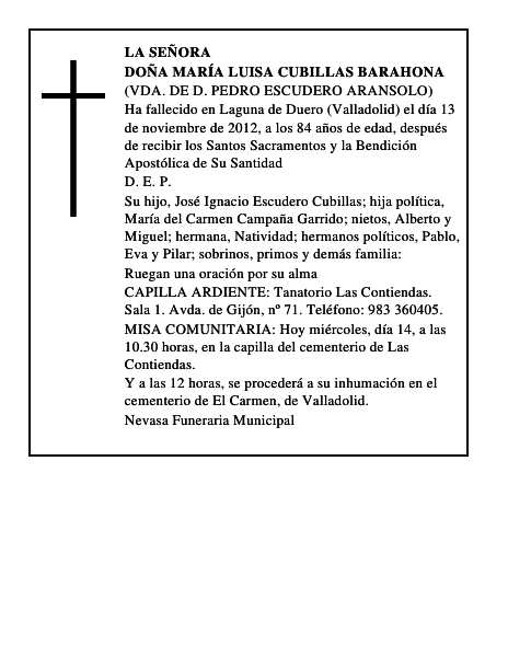 Doña María Luisa Cubillas Barahona