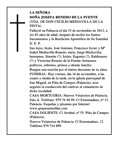 Doña Josefa Renedo de la Fuente