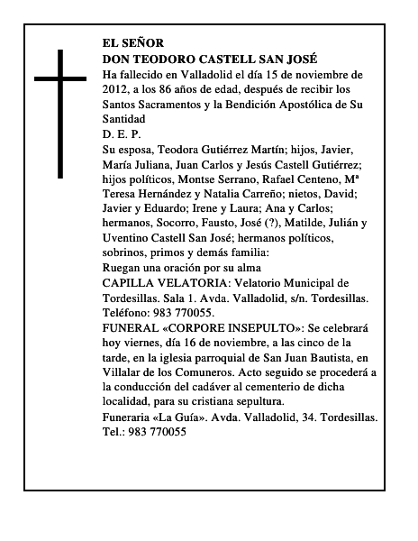 Don Teodoro Castell San José