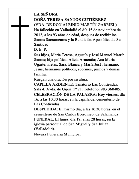 Doña Teresa Santos Gutiérrez