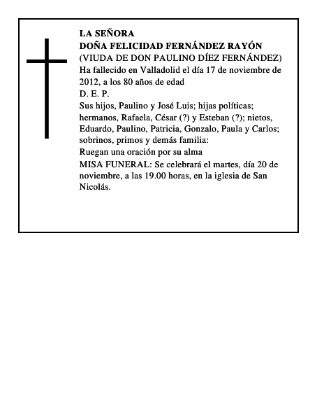 Doña Felicidad Fernández Rayón
