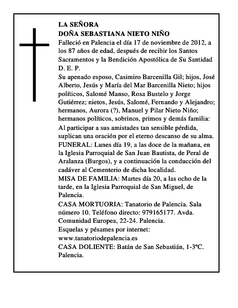 Doña Sebastiana Nieto Niño