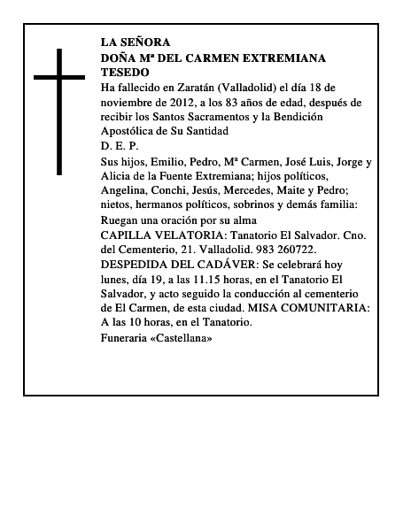 Doña Mª del Carmen Extremiana Tesedo