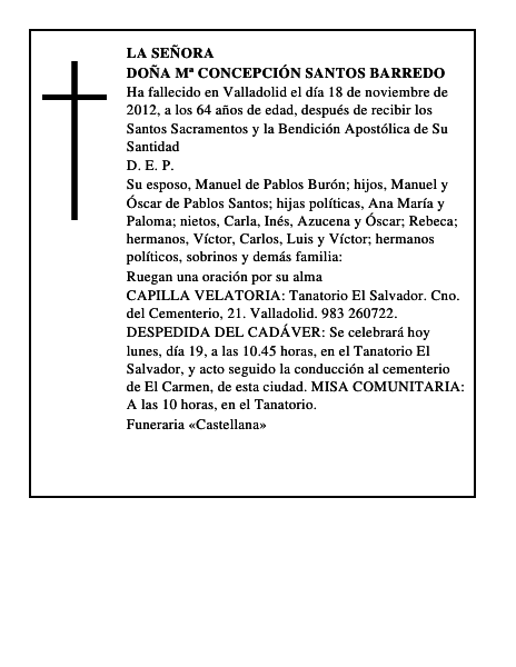 Doña Mª Concepción Santos Barredo