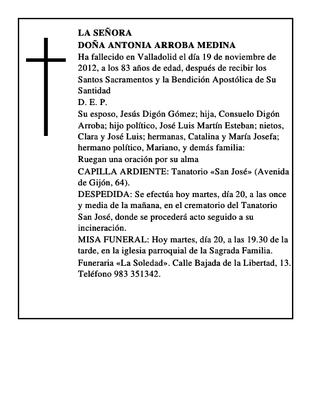 Doña Antonia Arroba Medina