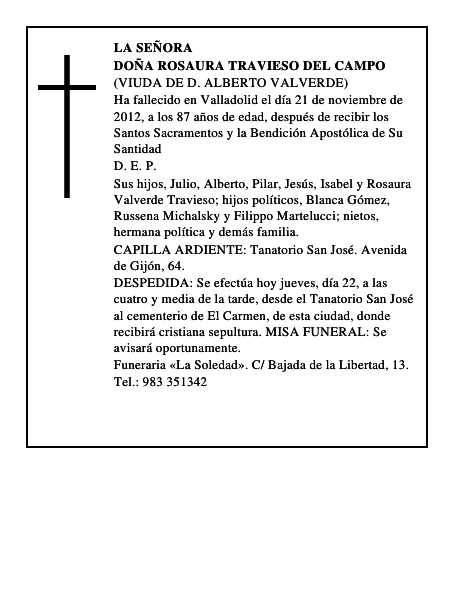 Doña Rosaura Travieso del Campo