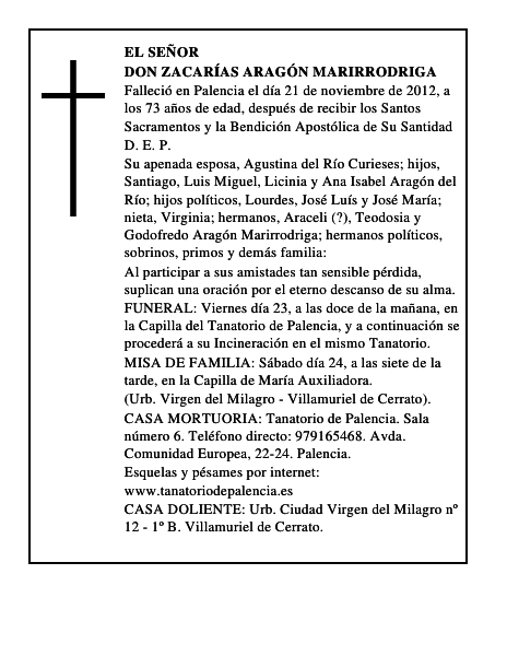 Don Zacarías Aragón Marirrodriga