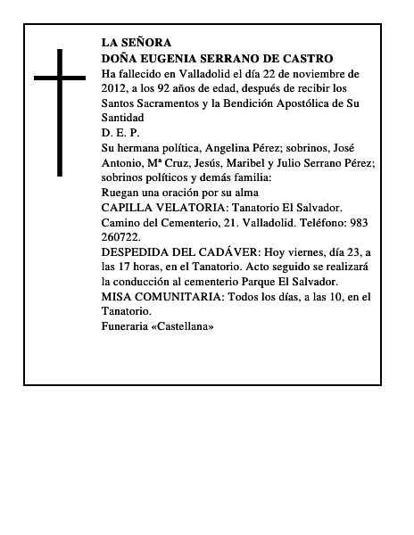 Doña Eugenia Serrano de Castro