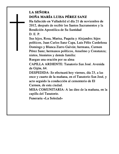 Doña María Luisa Pérez Sanz