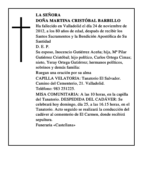Doña Martina Cristóbal Barbillo