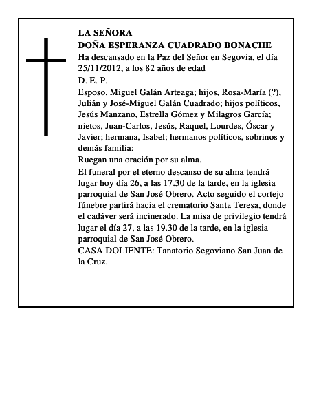 Doña Esperanza Cuadrado Bonache