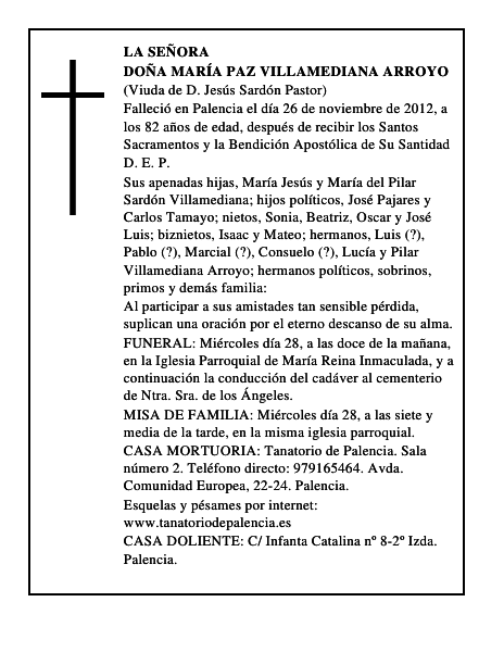 Doña María Paz Villamediana Arroyo