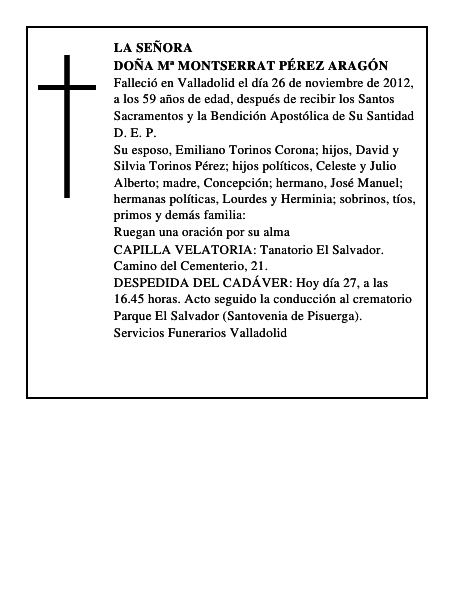 Doña Mª Montserrat Pérez Aragón